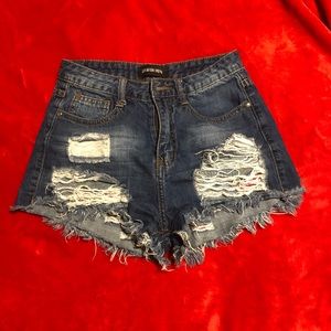 Fashionova distressed high waisted cut off shorts.